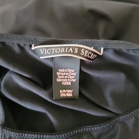 Victoria Secret Chemise Slip Dress Black Square Neck Bodycon Coquette Preppy - Picture 7 of 14